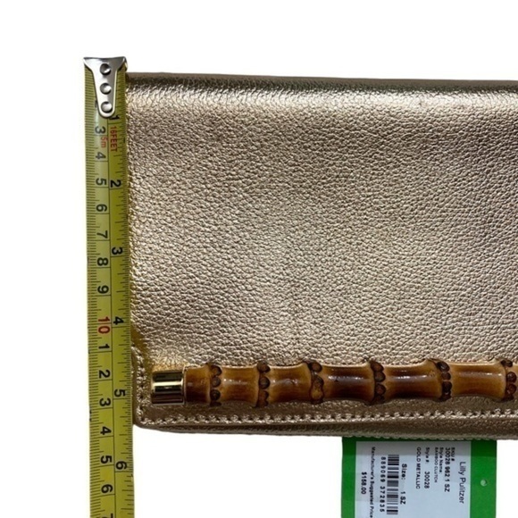 Lilly Pulitzer gold evening clutch bag msrp $158 with tag